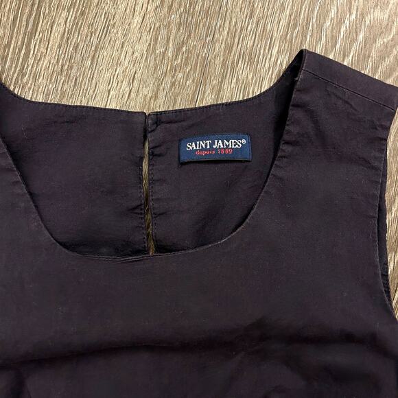 EUC Saint James Navy Cotton Fit & Flare Sleeveless Dress 4 Classic French Style - Picture 3 of 14